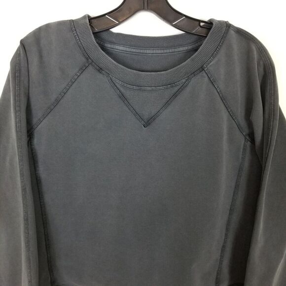 Lululemon Women Loop Back Crew Pullover Cropped Sweatshirt Sz 4 Gray - Picture 2 of 4